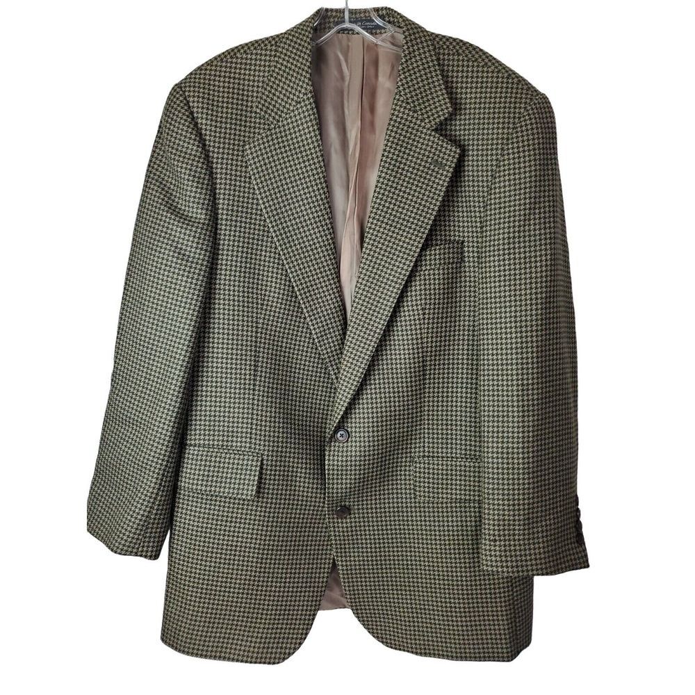 Chaps Ralph Lauren Houndstooth Sport Coat Blazer Jacket‎ Mens 43T Wool